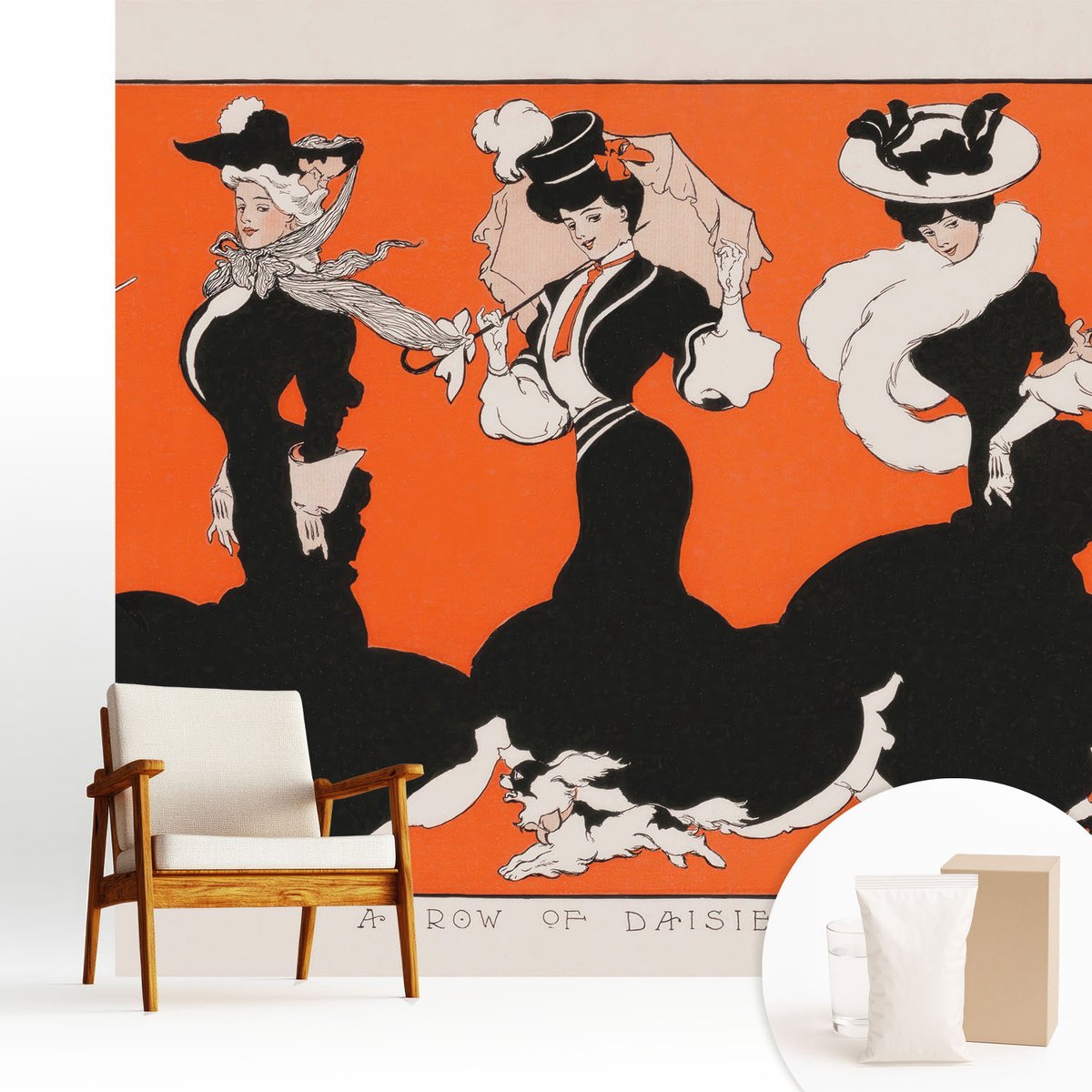 Wallfluent Fotobehang - Zwart Vliesbehang - 250x250 cm - Dameskleding Fotobehang Vlies - Hal behang Mensen - Muurschildering - Hal behang
