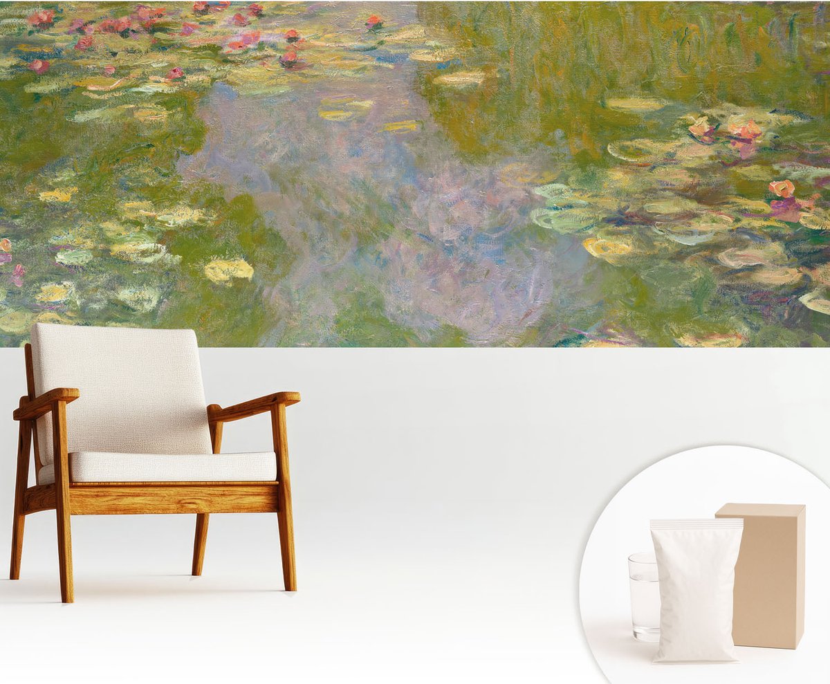 Wallfluent Fotobehang - Groente Vliesbehang - 250x104 cm - Waterlelies Fotobehang Vlies - Hal behang Bloemen En Planten - Muurschildering - Woonkamer behang