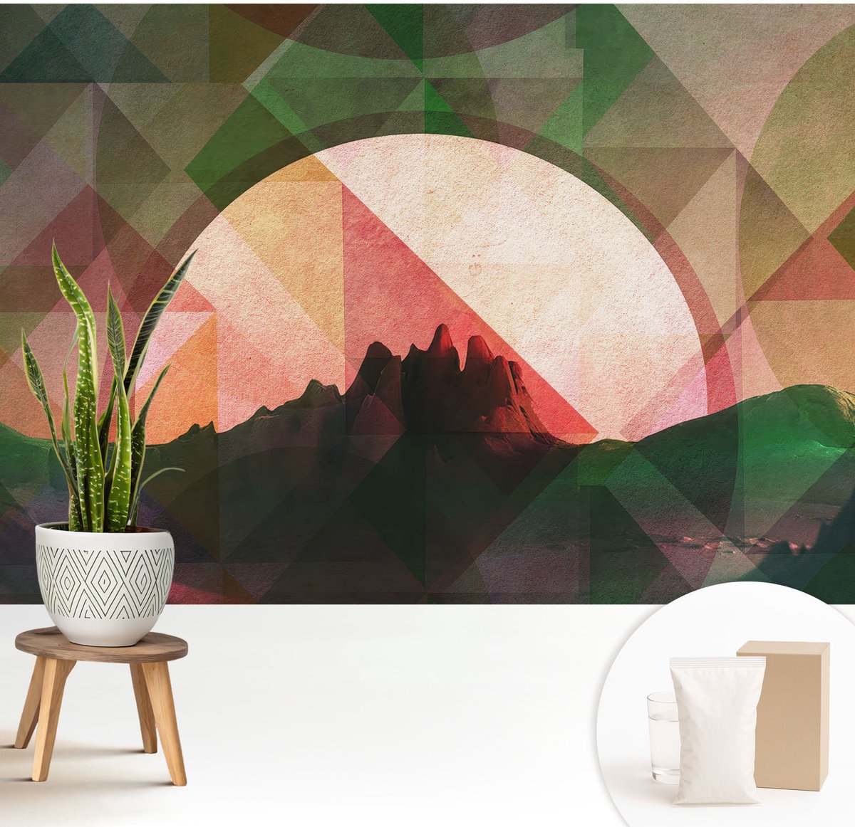 Wallfluent Fotobehang - Groente Vliesbehang - 208x146 cm - Schilderachtige Heuvels Muurschildering - Slaapkamer behang Abstractie - Fotobehang Vlies - Slaapkamer behang
