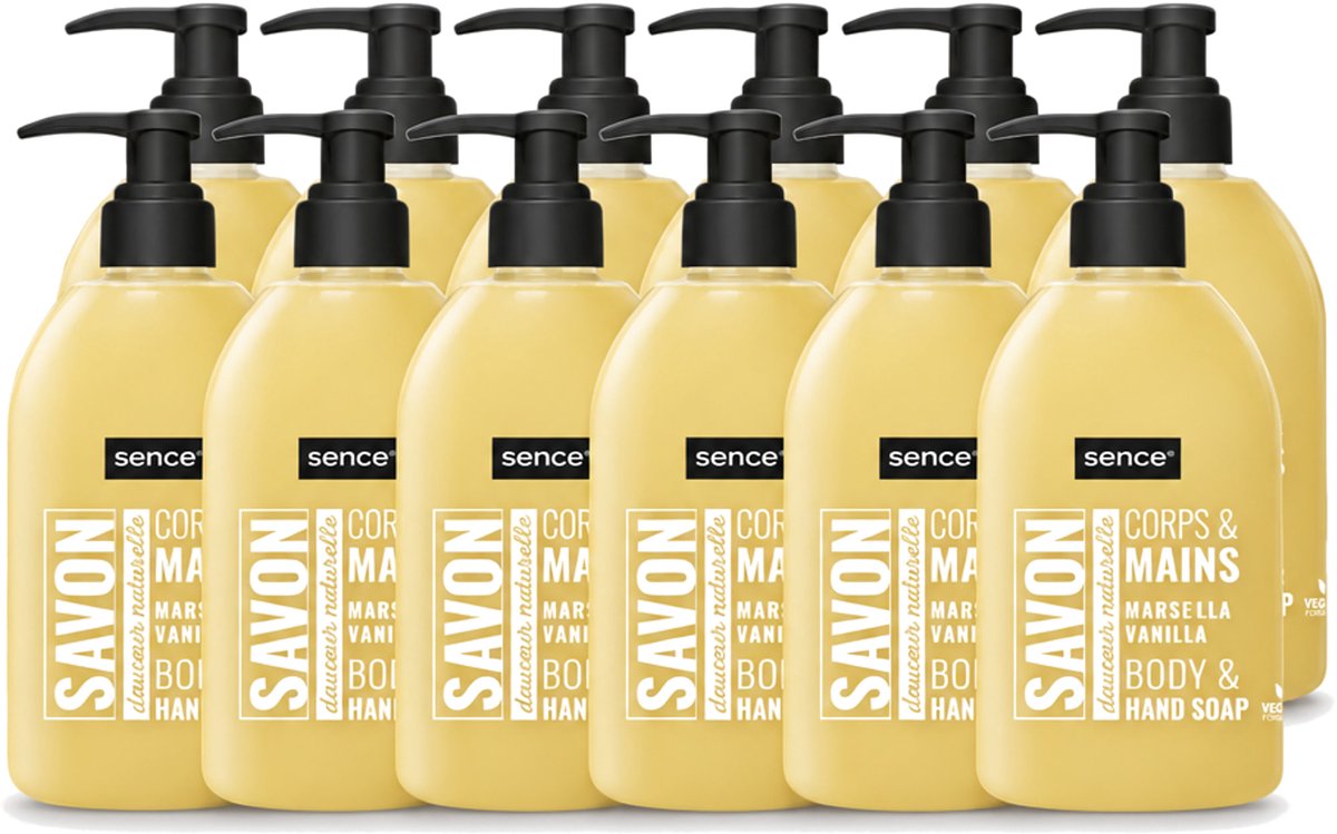 12 x Sence - La Maison Du Savon De Marseille - Handzeep - Vanille - Hygiënisch - 500 ml - Voordeelverpakking - 12 stuks