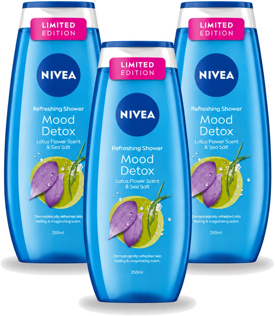 3 x Nivea – Douchegel – Creme Mood Detox – 250 ml - Voordeelverpakking - 3 stuks
