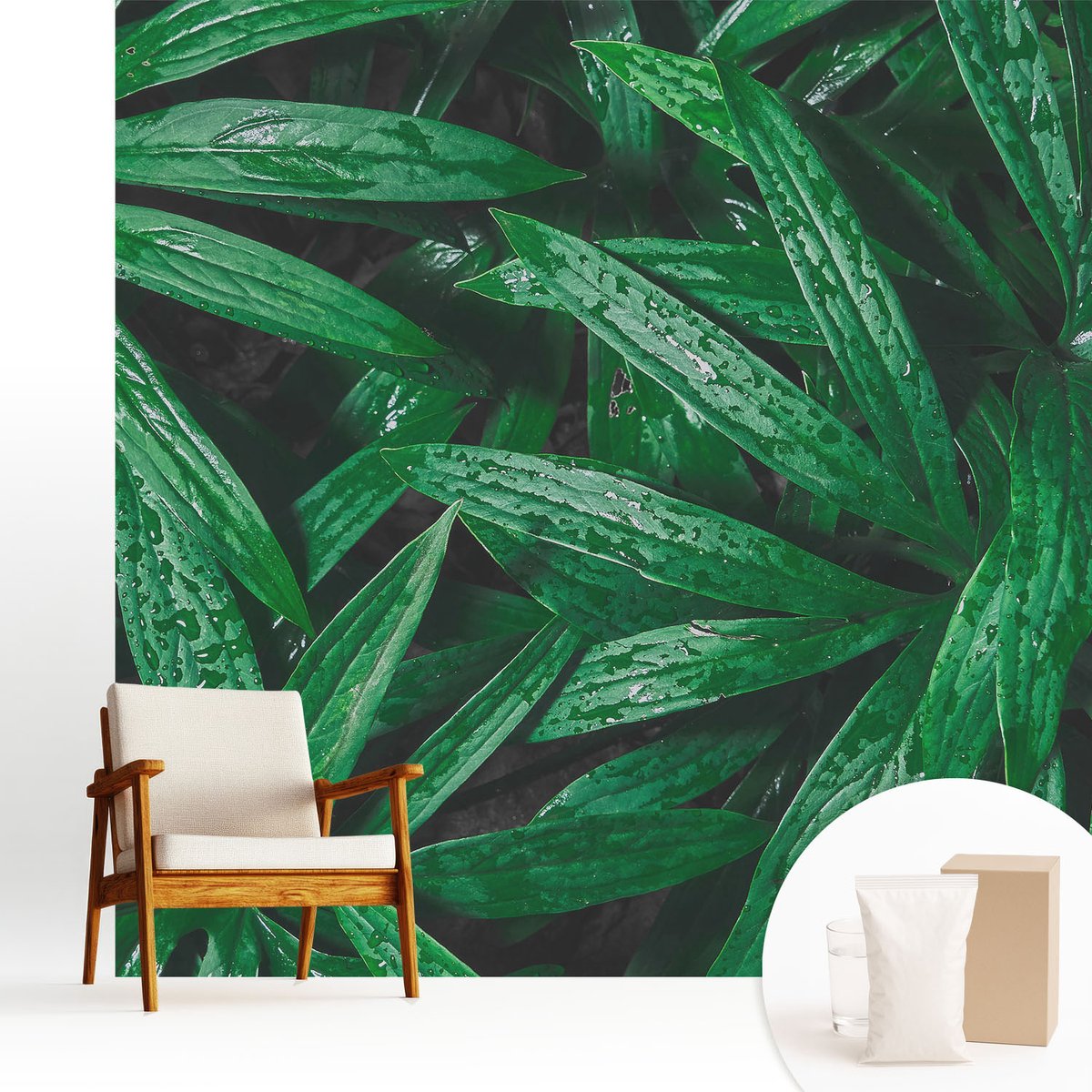 Wallfluent Fotobehang - Groente Vliesbehang - 250x250 cm - Natuurlijke Begroeiing Fotobehang Vlies - Woonkamer behang Bloemen En Planten - Muurschildering - Woonkamer behang