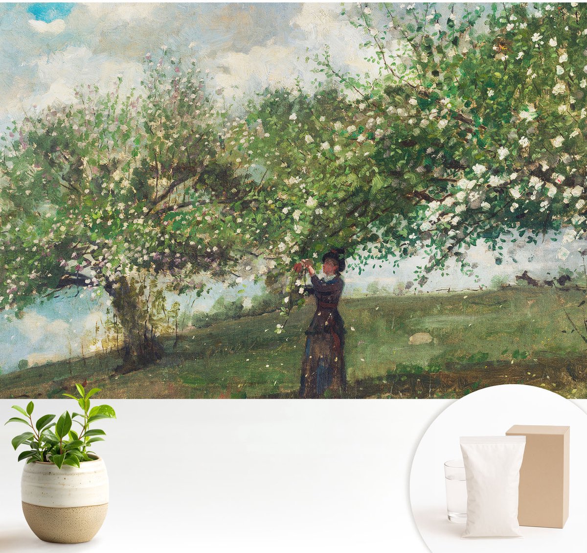Wallfluent Fotobehang - Groente Vliesbehang - 104x70 cm - Lentetafereel Muurschildering - Slaapkamer behang Landschappen - Fotobehang Vlies - Slaapkamer behang