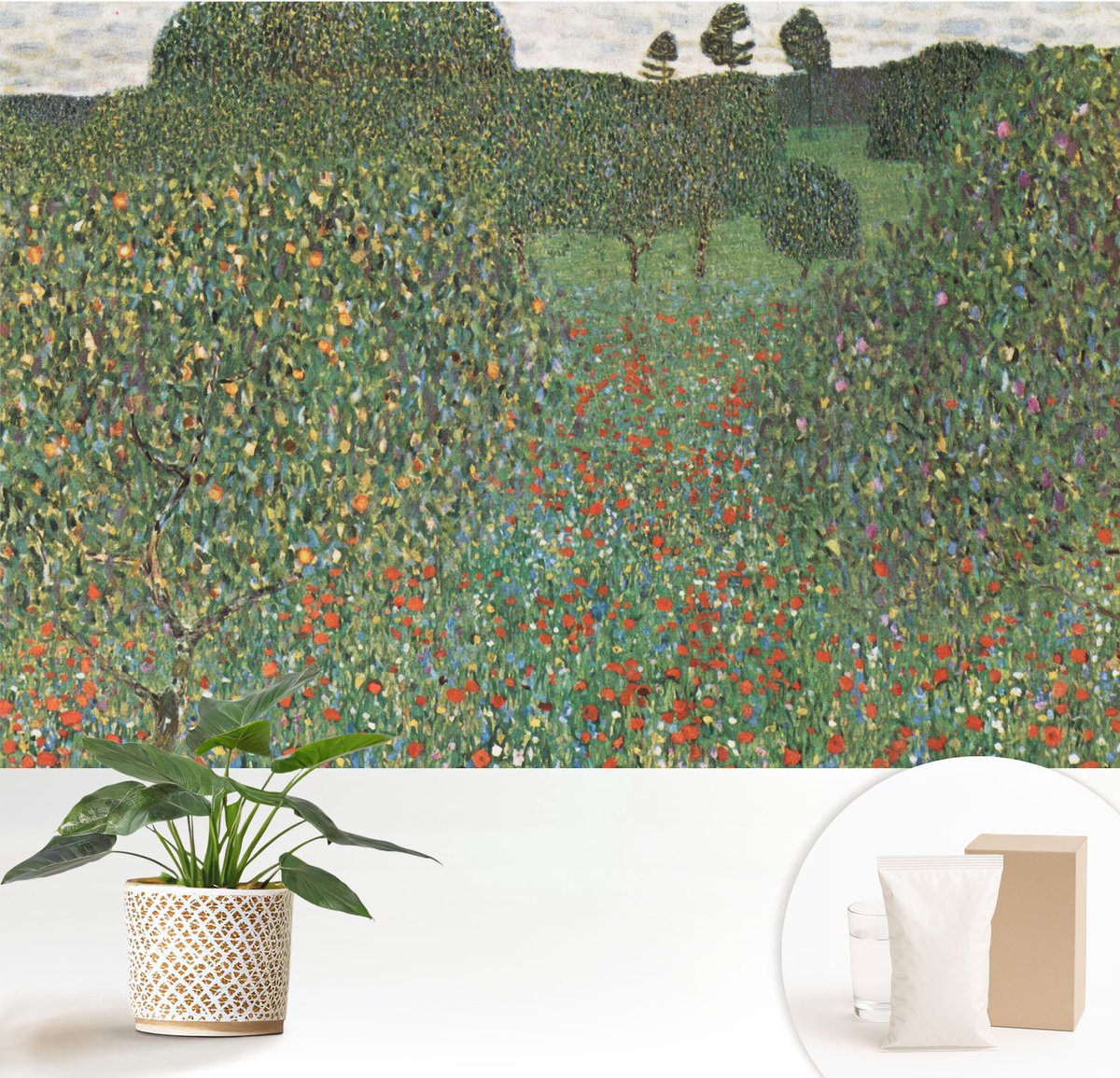 Wallfluent Fotobehang - Groente Vliesbehang - 152x104 cm - Bloemenweide Muurschildering - Gang behang Bloemen En Planten - Fotobehang Vlies - Slaapkamer behang