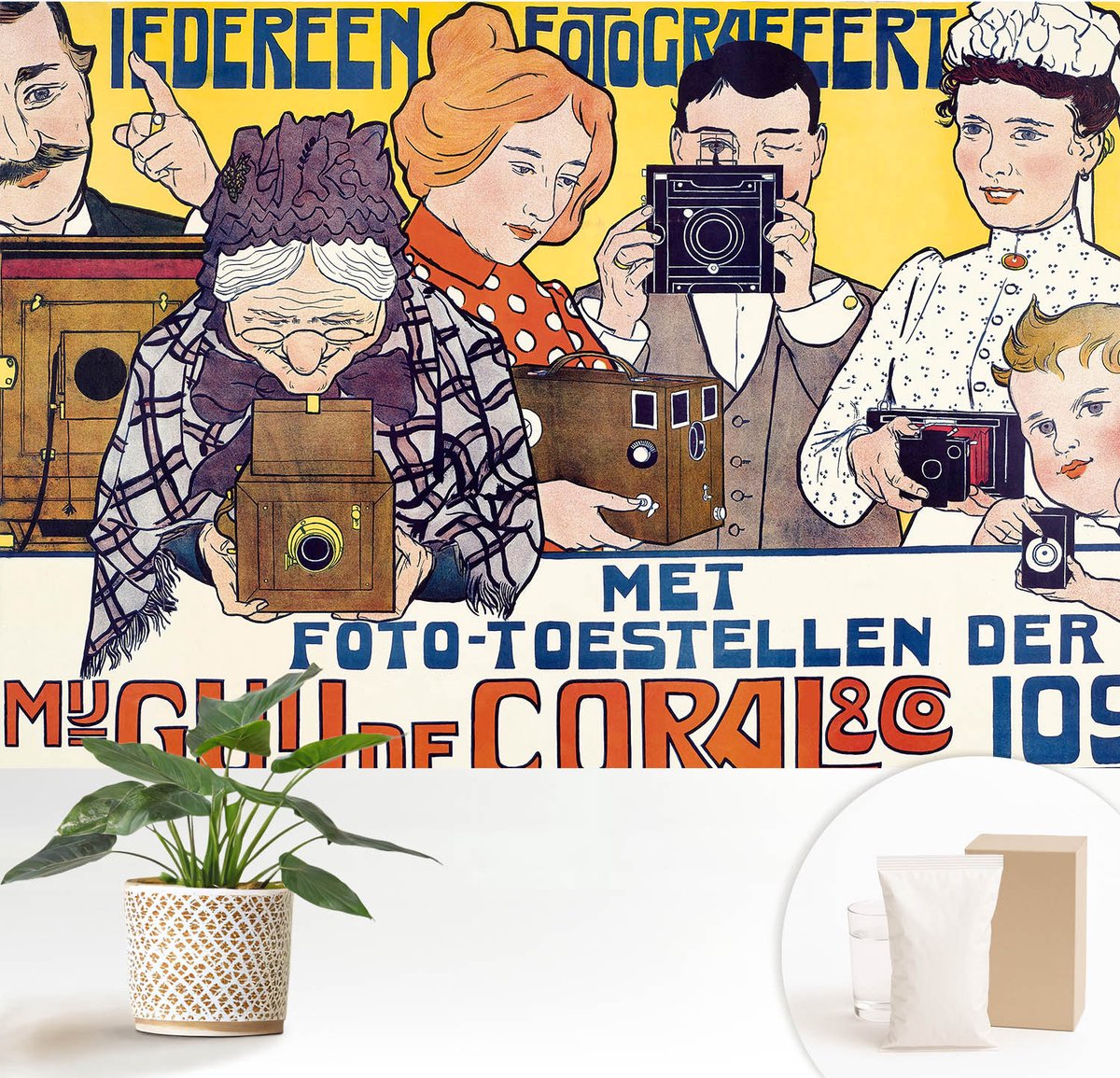 Wallfluent Fotobehang - Wit Vliesbehang - 152x104 cm - Passie Voor Fotografie Muurschildering - Gang behang Mensen - Fotobehang Vlies - Slaapkamer behang