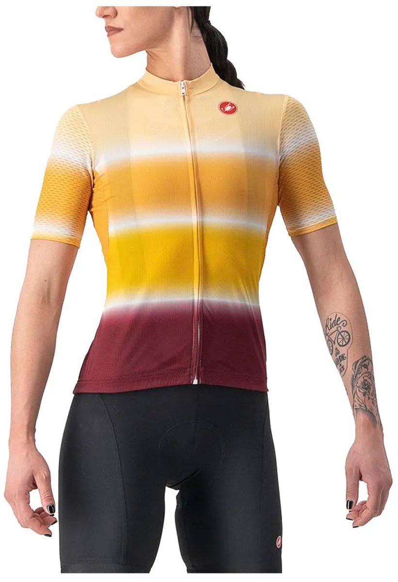 Castelli Dolce Korte Mouw Wielertrui Beige,Geel S Vrouw