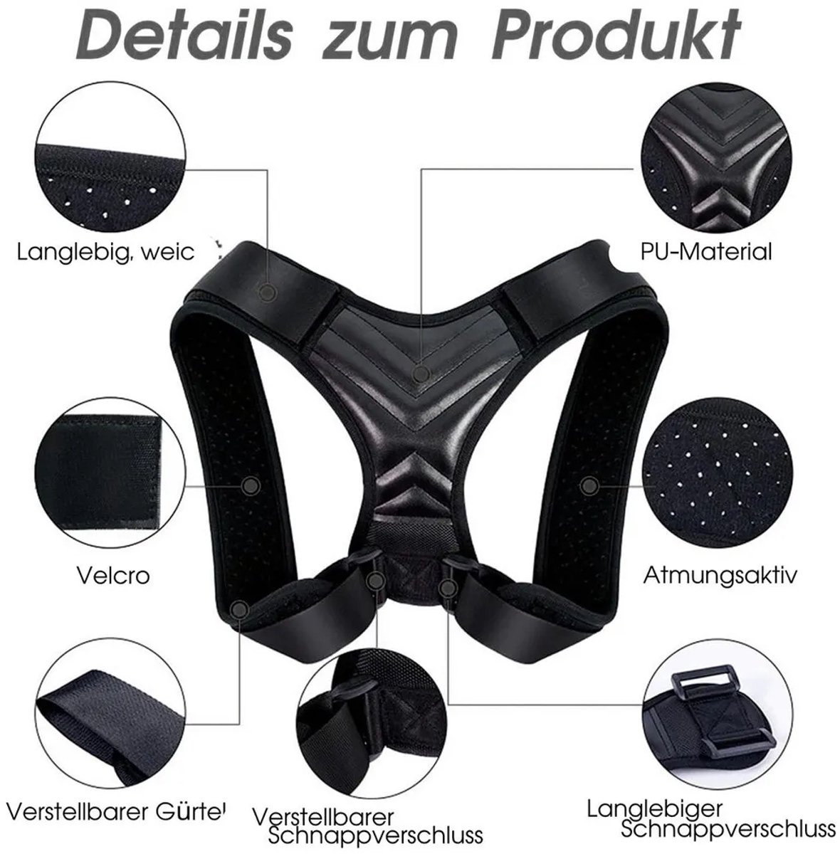 Rugsteunband, unisex houdingscorrector, verstelbare rug- en houdingstrainer om de houding te verbeteren.