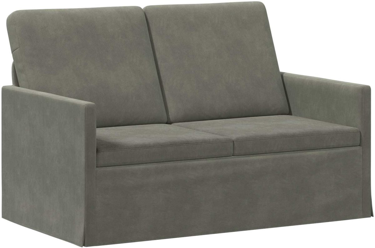 vidaXL 2-zitsbank - Lichtgrijs - 130 - x - 81 - x - 82 - cm - Corduroy - stof