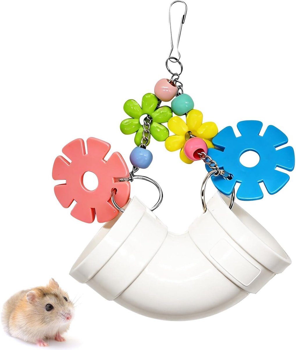 Speelgoed, accessoires voor rattenkooien, educatief foerageerspeelgoed, interactieve hangende voederbak, kleurrijke kralen en bloemvormige decoraties, gemakkelijk schoon te maken Rat speelgoed