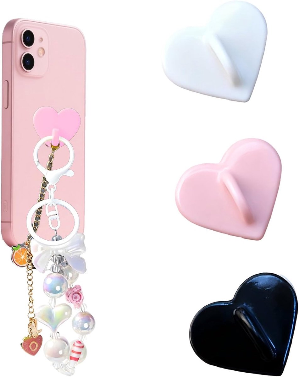 Ringhouder voor mobiele telefoon, metalen vingerringstandaard, kleverige grip, lus, zelfklevende telefoon bedelhaak voor mobiele hoes, pad, tablet, doe-het-zelf accessoires (hartvormig)