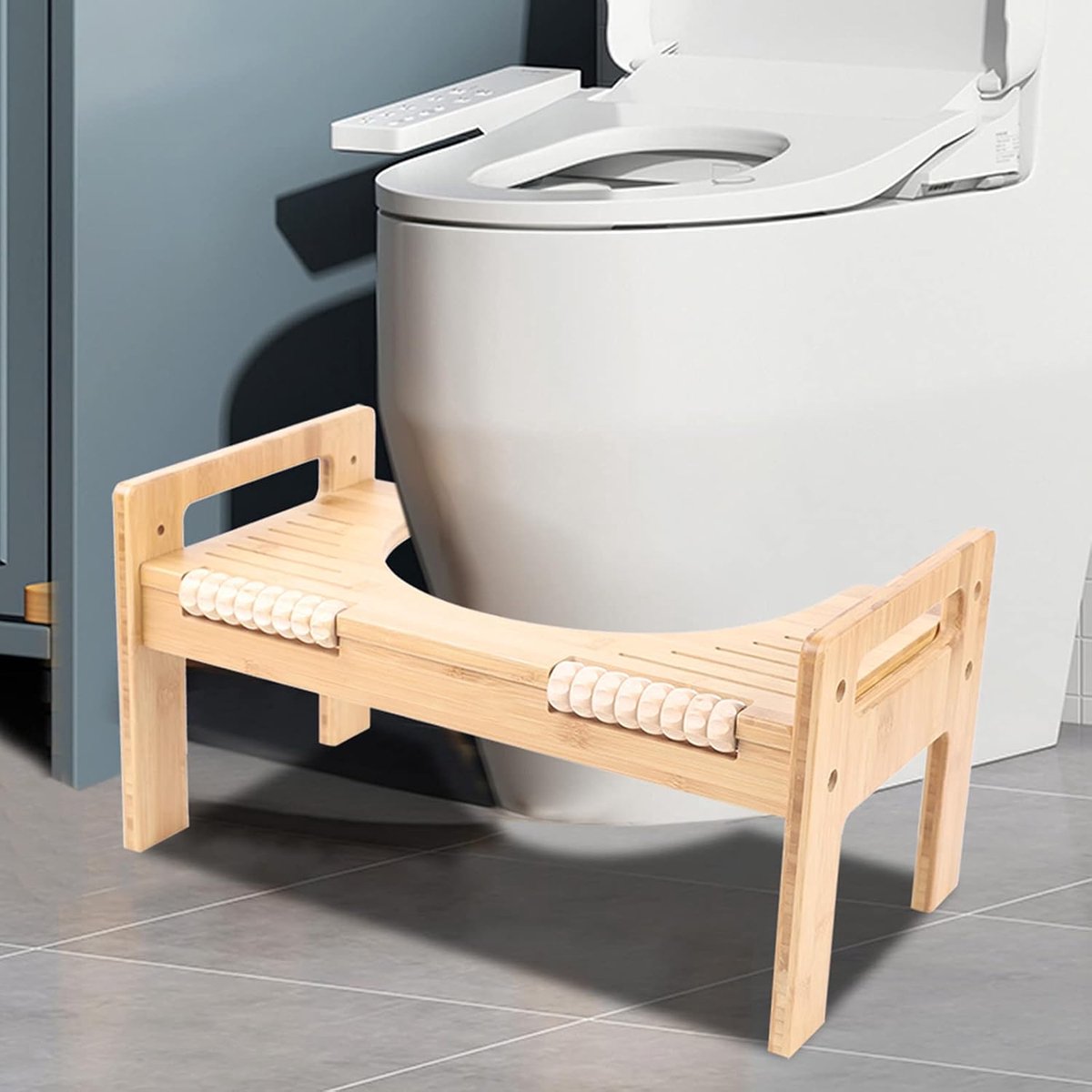Toiletkruk voor volwassenen, toiletkruk van hout, antislip, toiletkruk, opstapkruk, toilethulp, klimhulp voor kinderen