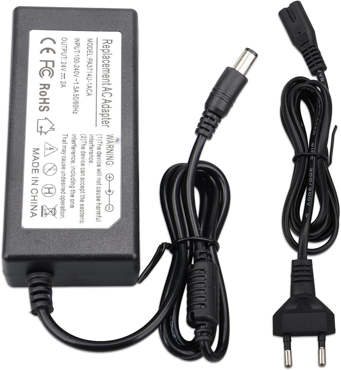 24V 2A voeding oplader compatibel met Brother ADS-4700W ADS-4300N ADS-4900W ADS-2800W ADS-2700W ADS-3300W ADS-3000N ADS-3100 documentenscanner, vervangende voeding D027F5001 LD1484001