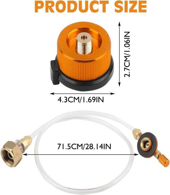 2 stuks gaspatronen adapter voor buiten gasfornuis, campingfornuis, steekpatronen en ventielpatronen, propaan navuladapter voor LPG platte cilinder — afbeelding 2