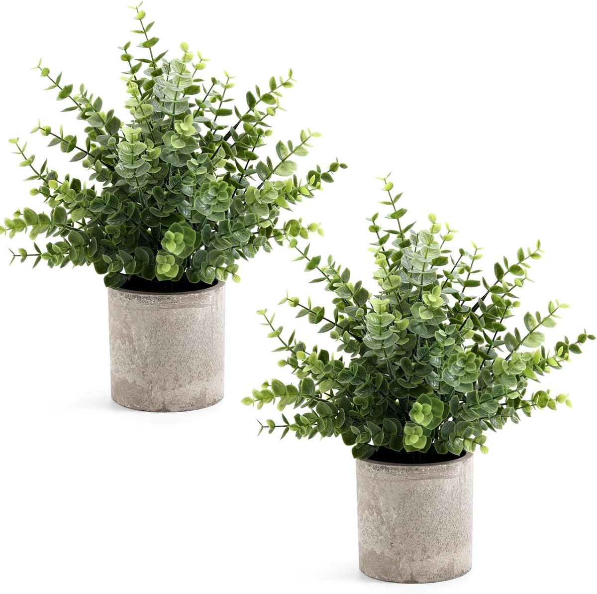 2 stuks kleine nepplanten eucalyptus ingemaakte 35,5 cm kunstplanten voor plank bureau thuis badkamer boerderij kamer salontafel binnendecoratie (saliegroen-Large)