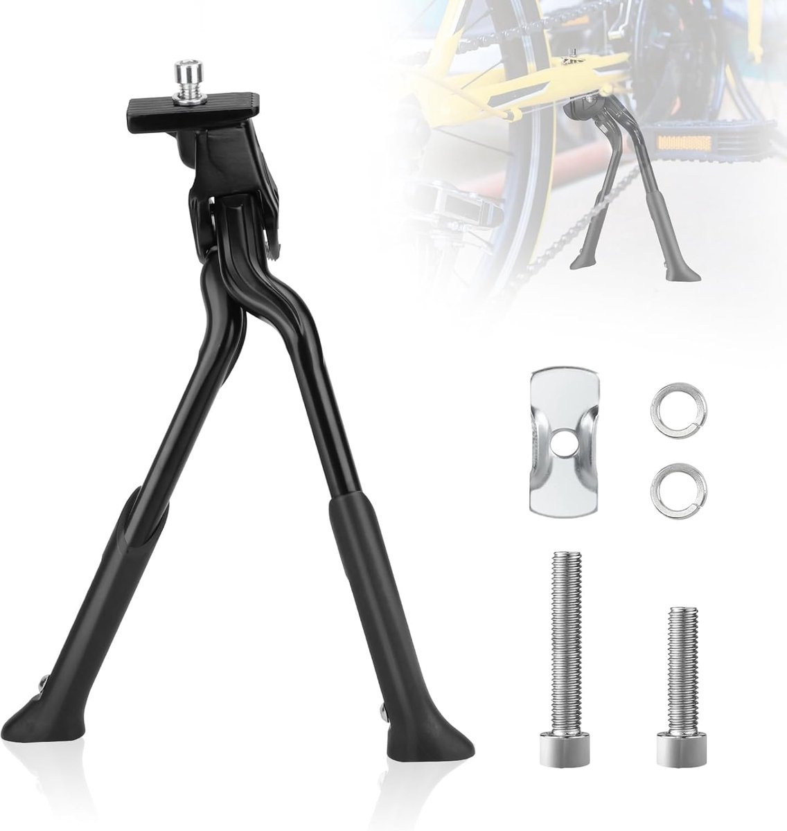 Universeel, tweepootstandaard, antislip, verstelbare standaard, dubbele standaard voor vouwfietsen, mountainbikes, stadsfiets, e-bike