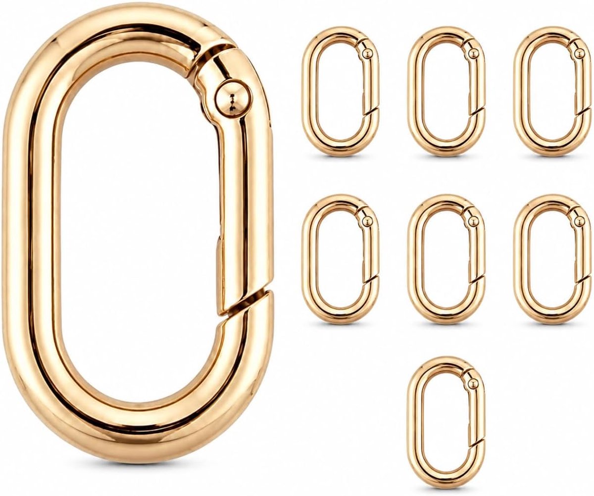 Karabijnhaken met veren, sleutelhangers, ovale metalen clips, geschikt voor sleutelhangers, voor het bevestigen van kleine voorwerpen, voor knutselaccessoires