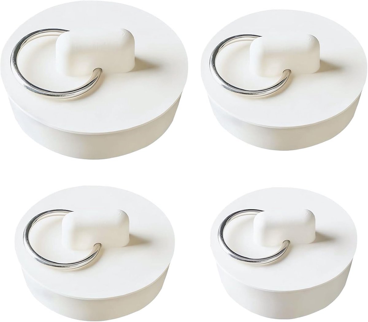 4 stuks badstekker, witte gootsteenpluggen vervanging met ophangring, rubberen afvoerstop voor keuken, badkuip, badkamer (4 maten)