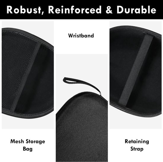 Over het oor, universele beschermhoes voor oordopjes, reistas, draagbare hoofdtelefoontas voor oor/over-ear headset, 22 x 19 x 6,5 cm, zwart — afbeelding 2