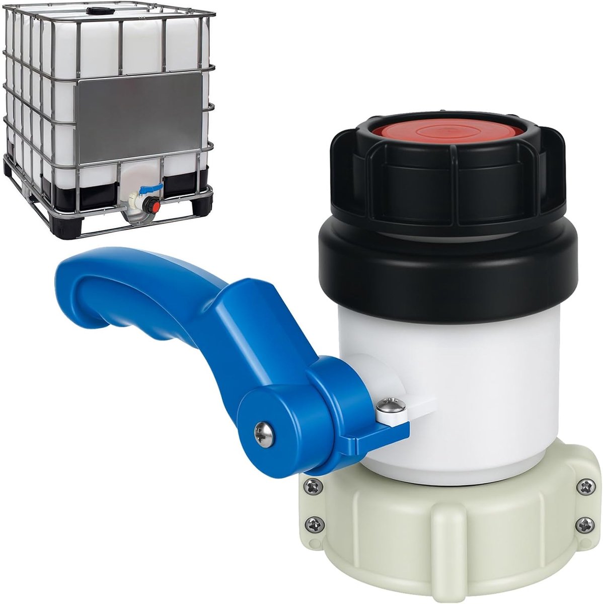 IBC Adapter kogelkraan, IBC-container, klepkraan, DN50, 75 mm, tank-accessoires, tank-afvoerkraan, afsluitkraan, klep - ShopVlot