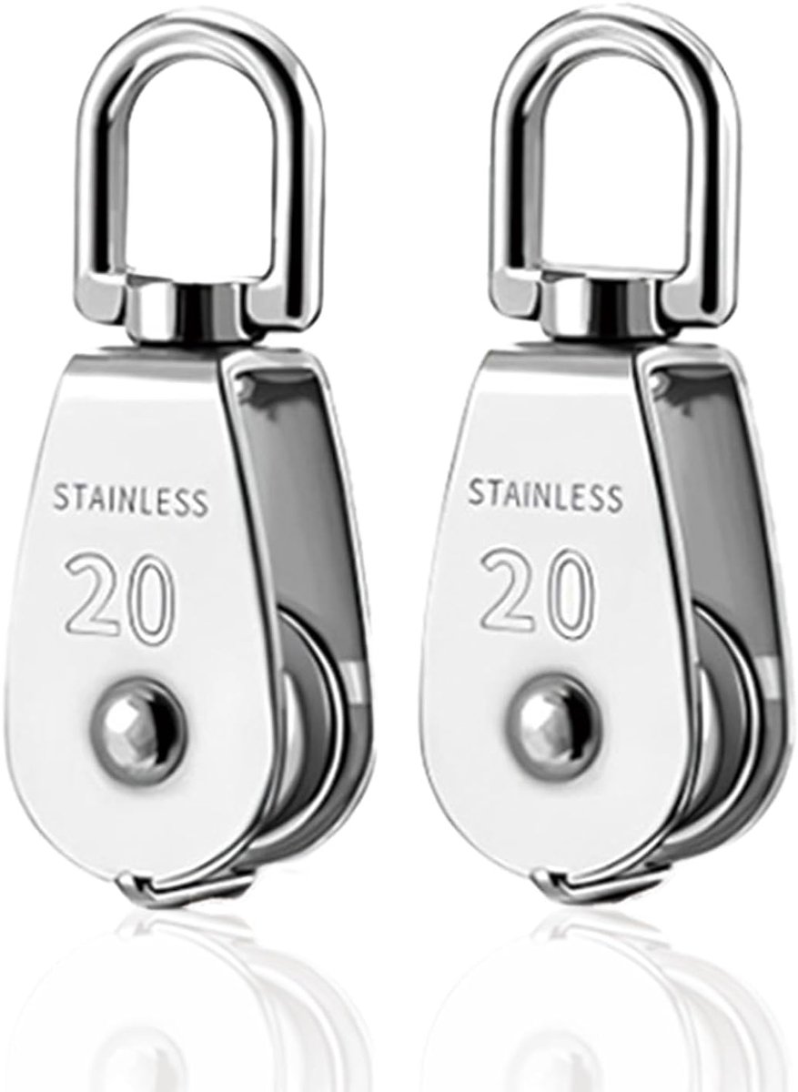 2 Pcs Lifting Pulley, Single Pulley M20 Stainless Steel 304, 20mm Roller Block Pulley, Diverting Pulley, Pulleys for - ShopVlot