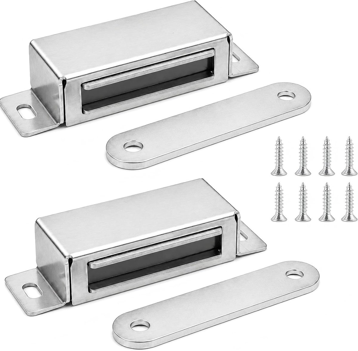 magnetische kastdeuren 2 stuks - roestvrij staal - krachtige magneet - veilig sluiten van meubels - ShopVlot