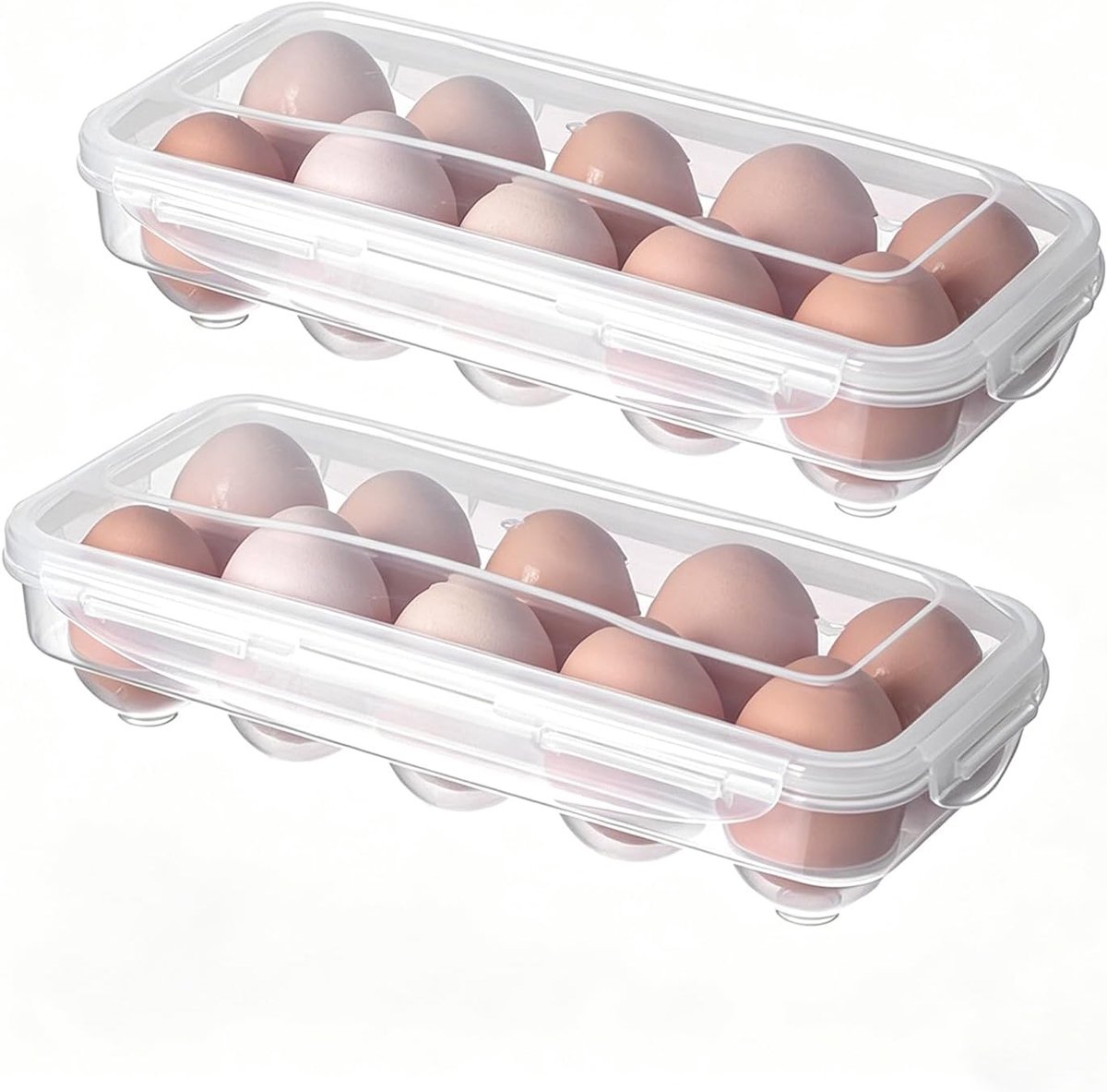 2pcs transparent egg box 10 compartments egg holder for fridge PP - ShopVlot