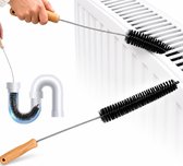 Radiatorborstel 73 cm – Flexibele Radiator Reinigingsborstel – Lange Stofborstel met Houten Handvat – Nylon Borstel voor Radiatoren, Kieren & Smalle Ruimtes – Zonder Stroom