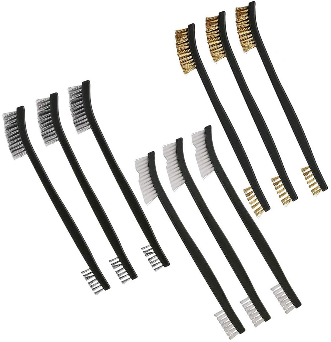 Mini Wire Brush Set, Double Scratch Brush for Cleaning Sweat Snails, Rust and Dust, Stainless Steel, Brass and Nylon - ShopVlot