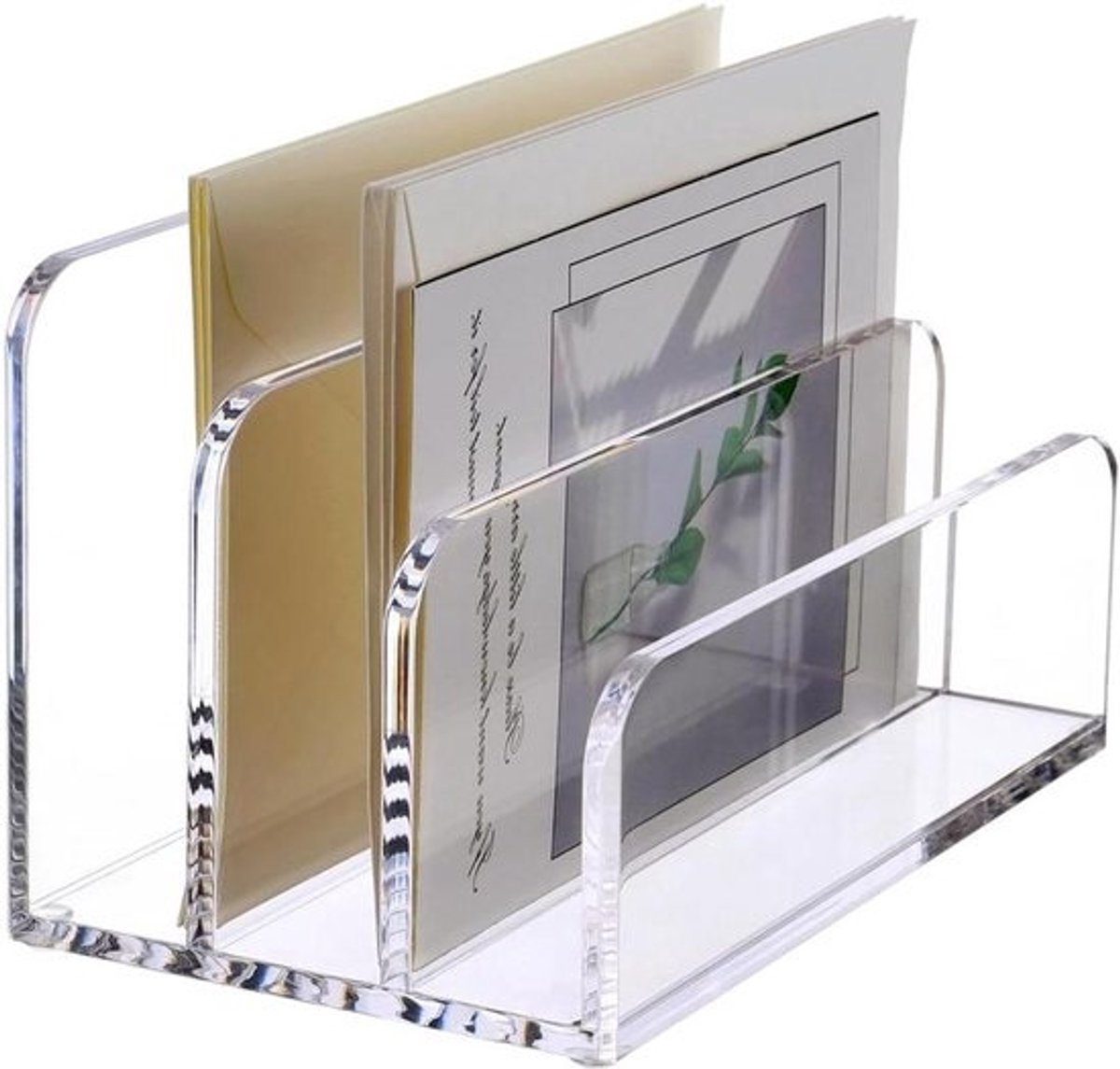 Verticale brievenhouder - bureau-organizer - documenten sorteren - duurzaam acrylmateriaal - 3 vakken - transparant