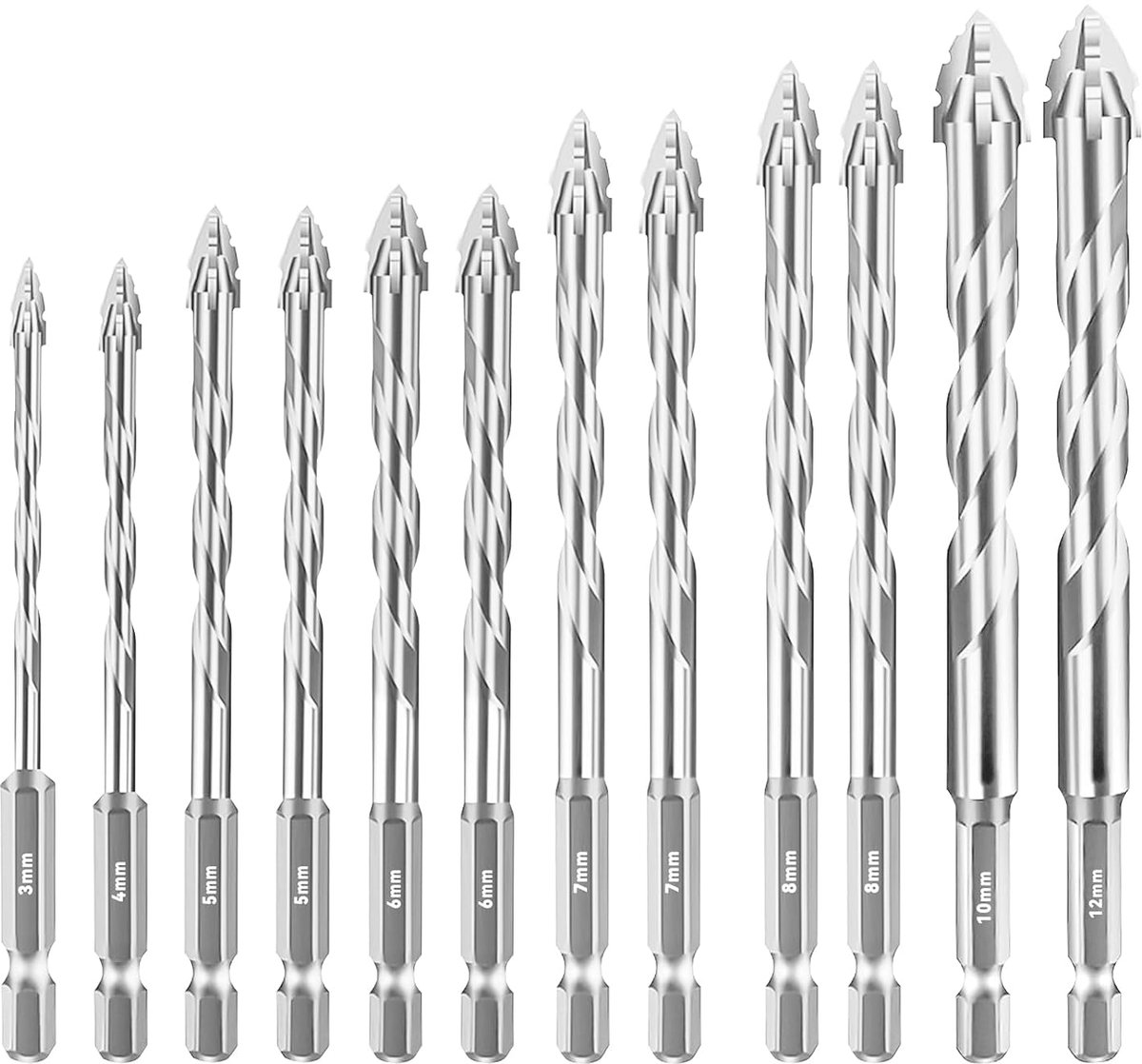 Drill bit (silver, 3+4+2x 5+2x 6+ 2x 7+2 x 8 +10+12 (mm)) - ShopVlot