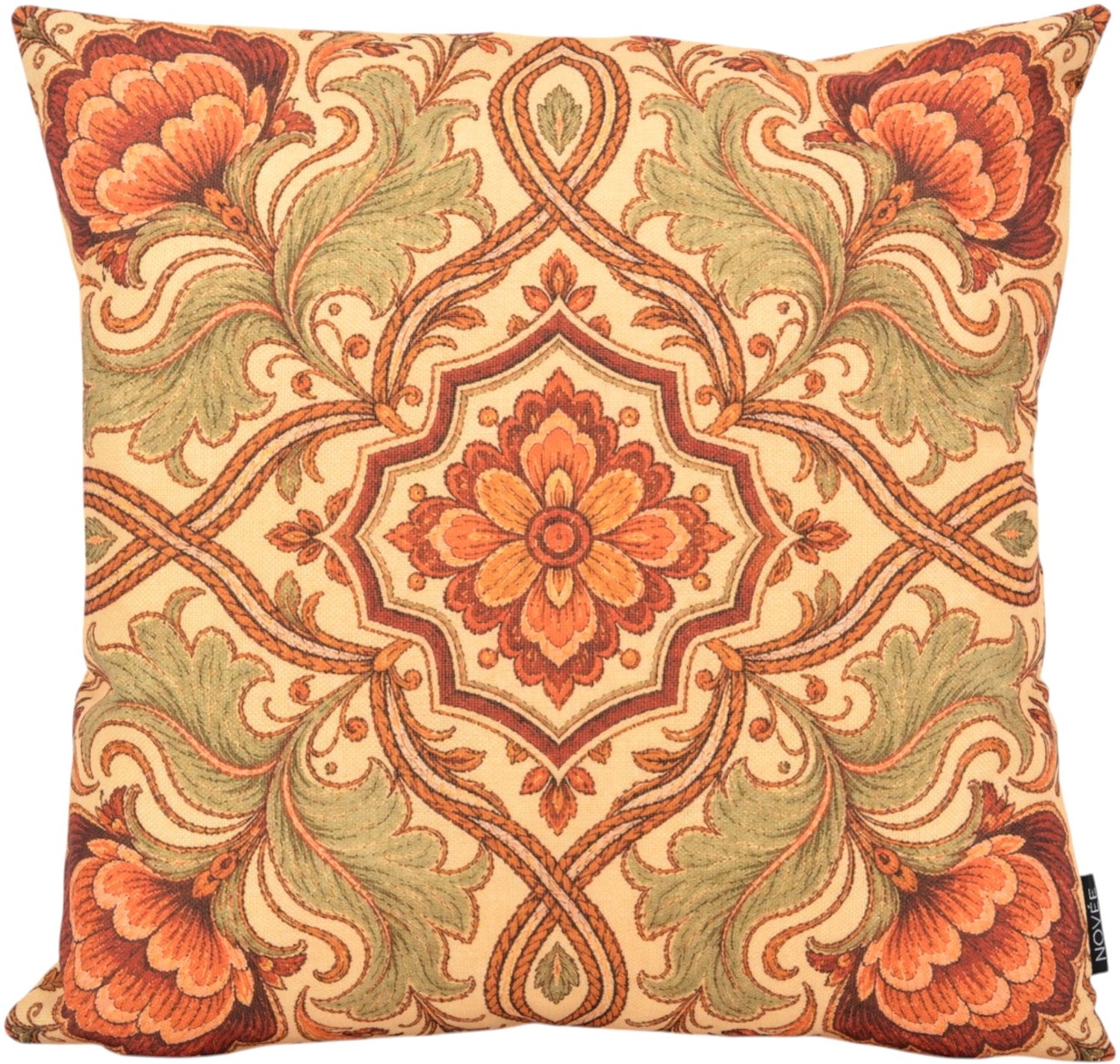 NOVÉE Sierkussen Folk Flower | 45x45 cm | Katoen/Linnen Multi/Beige