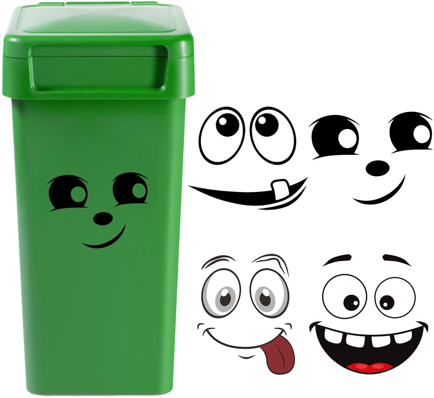 Set van 4 Cartoons Stickers voor Vuilnisbakken