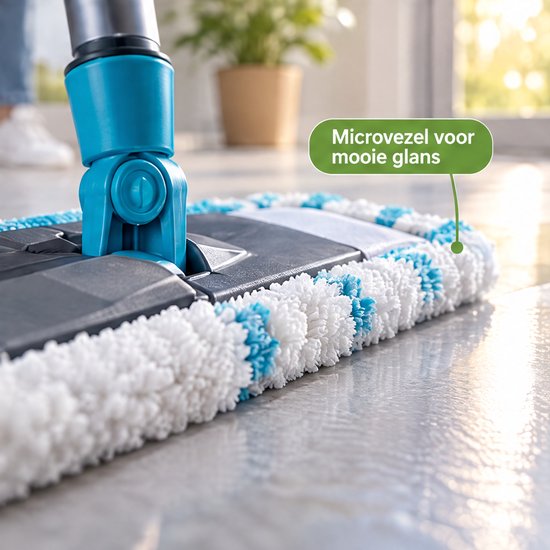 Cheqo® Schoonmaakset 5-Delig - Bezem met Steel - Vloerwisser met Microvezel Doek - Zachte en Harde Bezem - Vlakmop - Bezemset - Kamerveger - Huishoudset - Schoonmaakartikelen voor Binnen - Poetsset - Kuisgerief — afbeelding 4