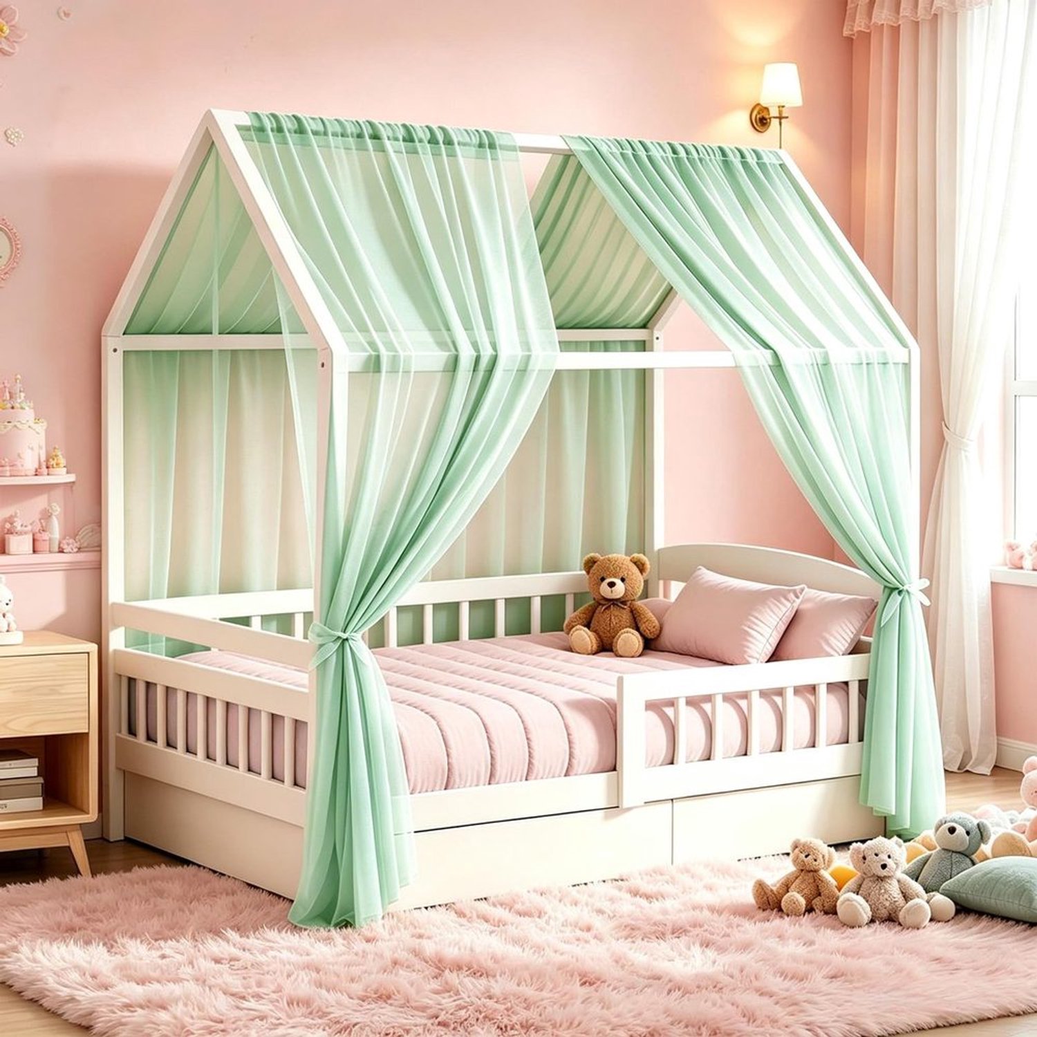 Bedhemel Set van 2, 150 x 350 cm, Biologisch Katoen