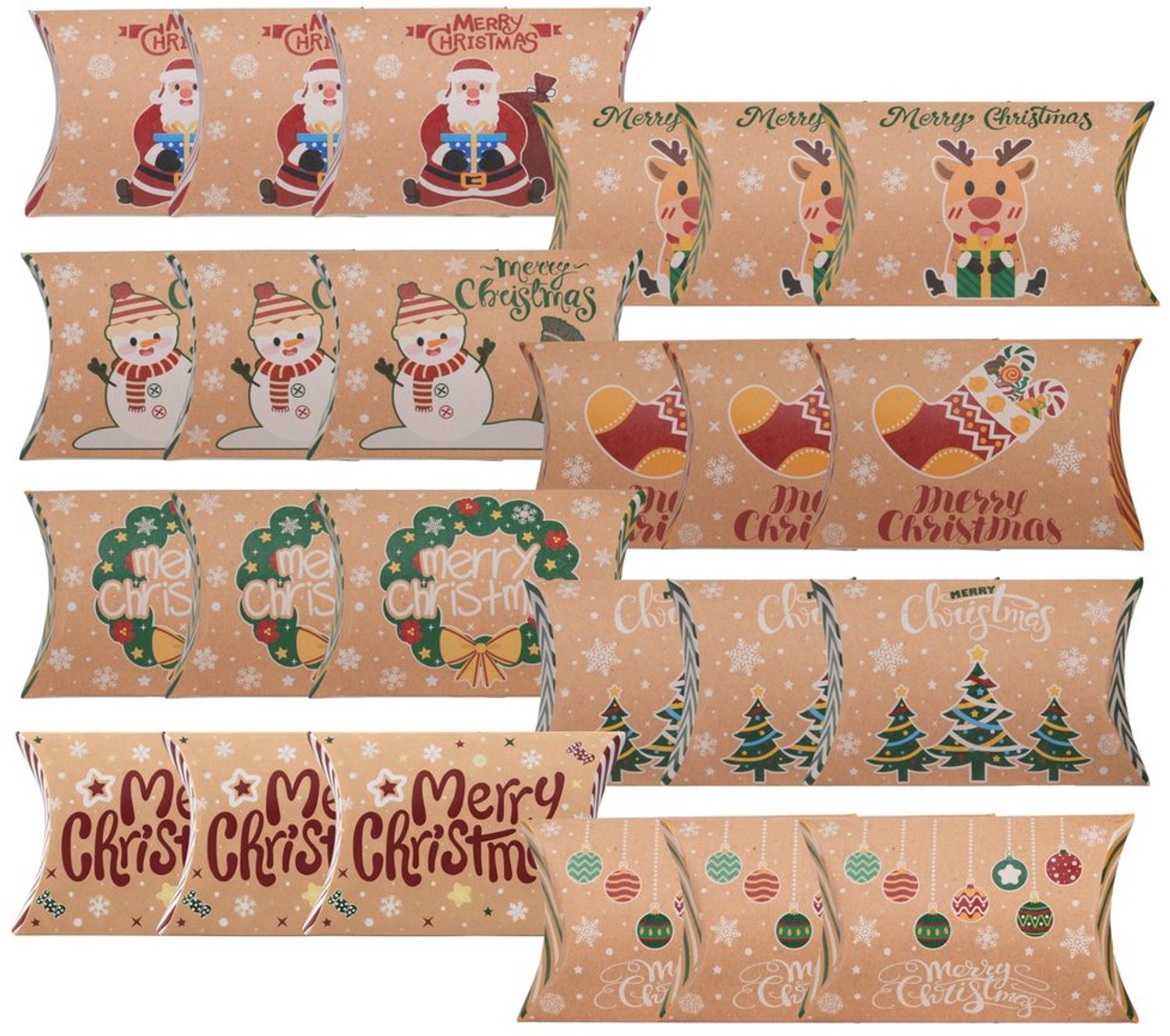 24 Stuks Kraft Papieren Cadeauboxen voor Kerst en Feesten