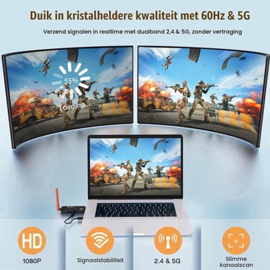 2026 Draadloze HDMI-zender en 3 Ontvangers, tot 6 RX'en, HDMI-Zender en Ontvanger, 5G/1080P Draadloze Extender Streaming Video Audio Voor Laptop, Camera Naar TV, Projector, Monitor - 165FT/50 M — afbeelding 4