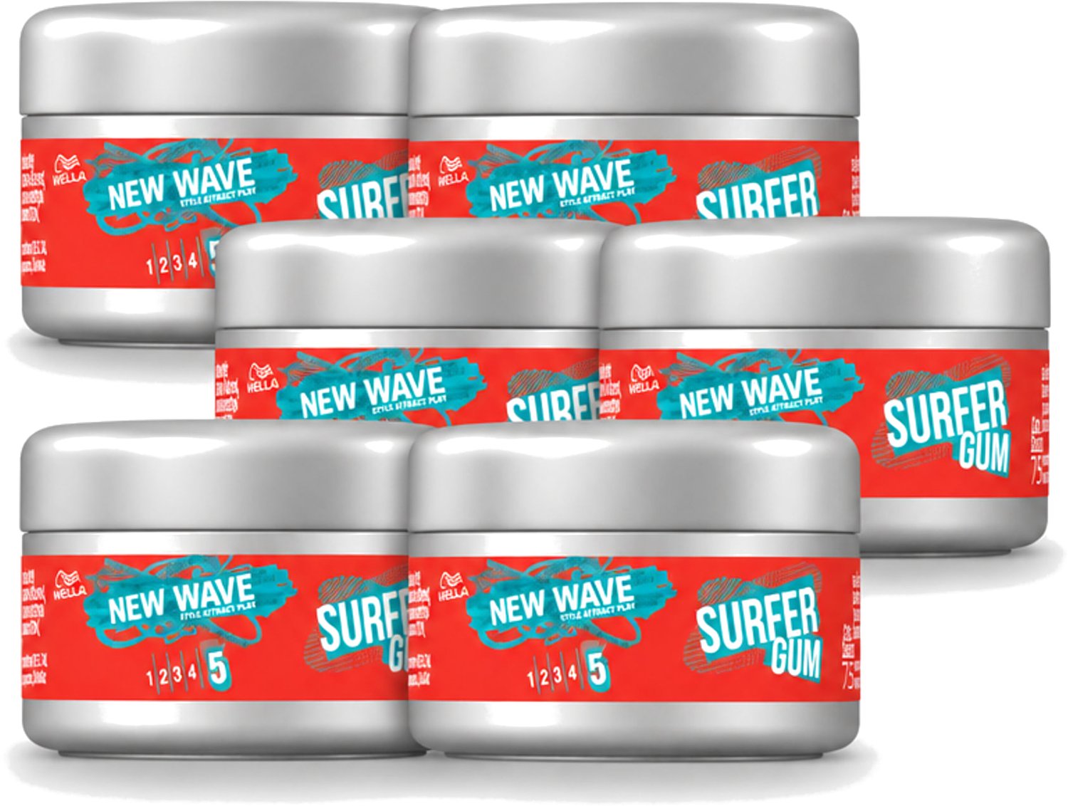 6 x Wella – New Wave Ultimate Effect Surfer Gum - 75 ml - Voordeelverpakking - 6 stuks