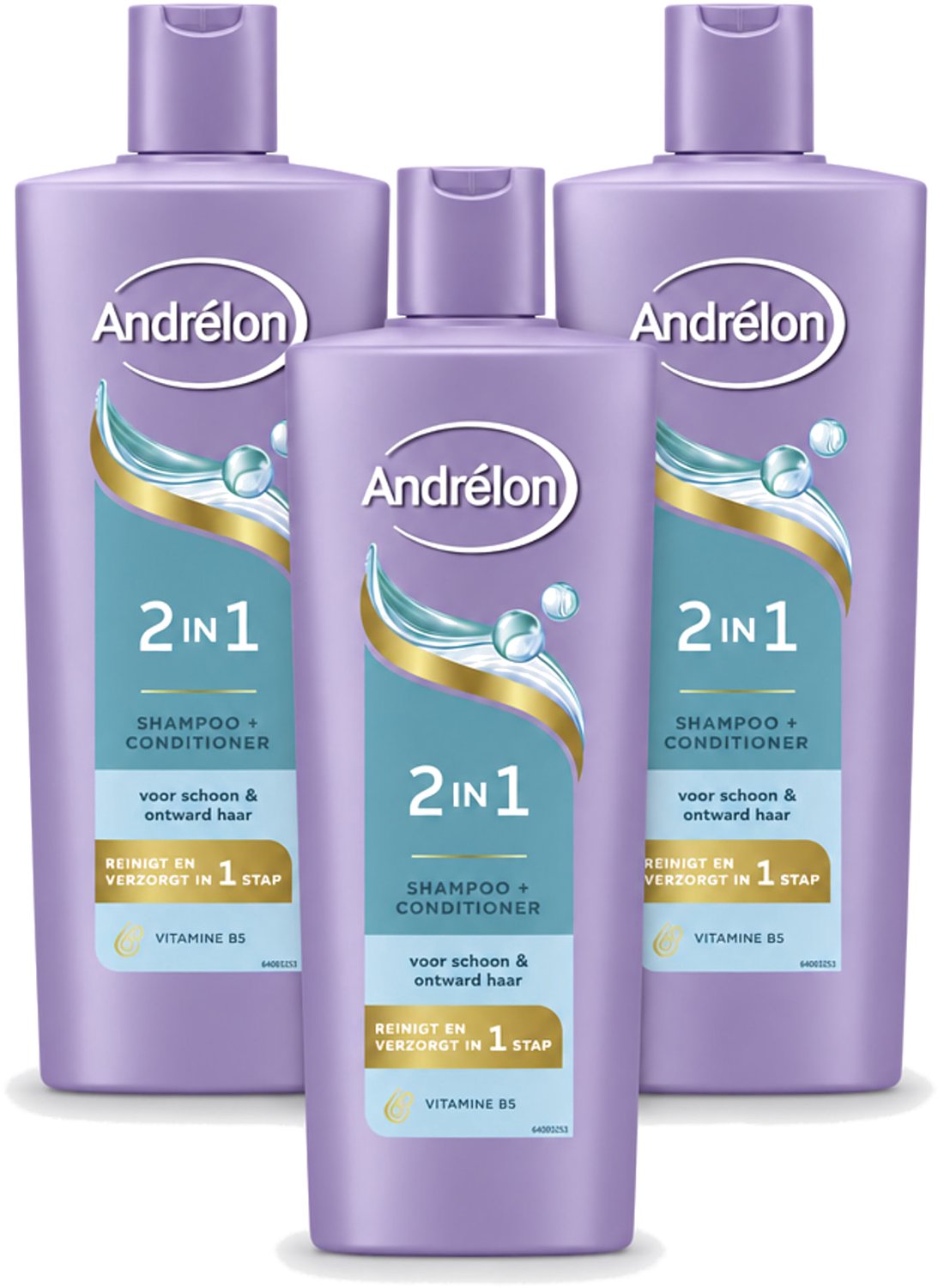 3 x Andrélon – Shampoo 2-in-1 – Iedere Dag – 400 ml - Voordeelverpakking - 3 stuks