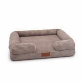 By Cee Cee Orthopedische Hondenmand – Orthopedisch Hondenkussen – Hondenbed – Ribstof - Voor Kleine Honden - Mokka Taupe - 82x58cm - Maat S - Nala