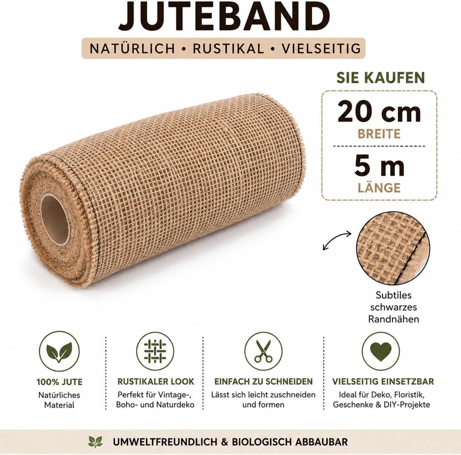 Lint voor cadeaus en decoratie, 20 cm breed, 5 meter, 180 g/m2.