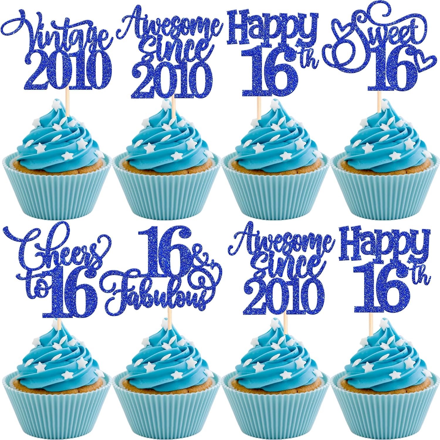 30 Cupcaketoppers 16e verjaardag