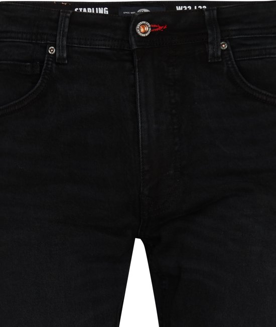 Zwarte Petrol Industries Starling jeans met metalen knoop en rits, maat W32 L32 in de tailleband.