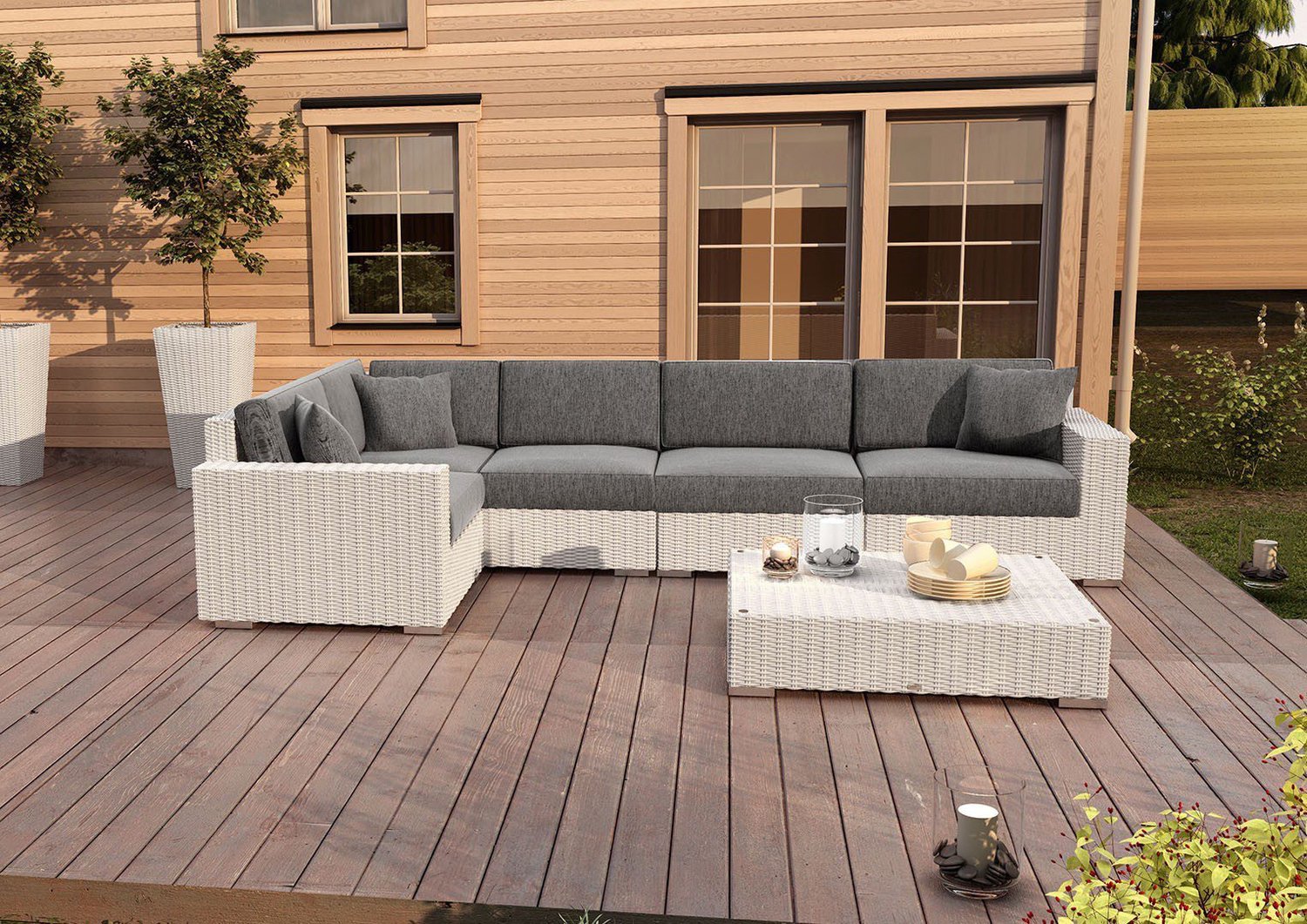 Oltre Milano II Royal - Modulaire loungeset - Wit - Polyrattan