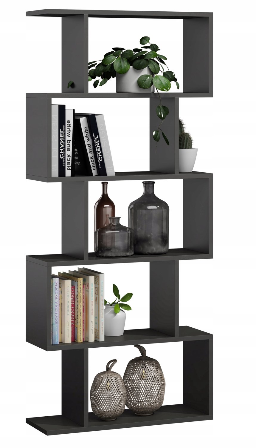 Per La Vita Bask Serie - Boekenkast - Antraciet - Open vakken - 176 cm hoog