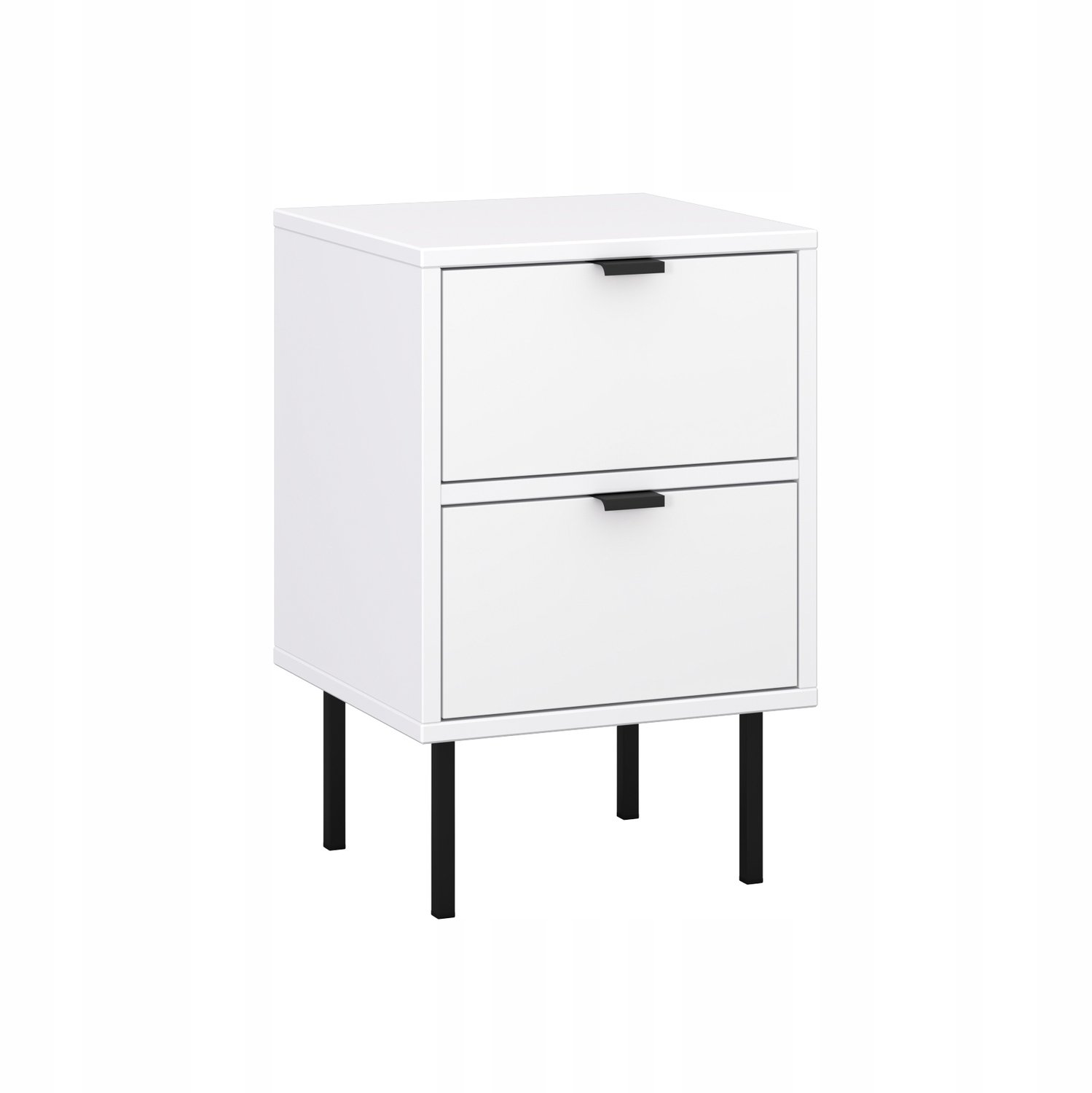 Target Home IDO 7 - Nachtkastje - Wit mat - 2 lades - Zwarte metalen poten Wit;Zwart