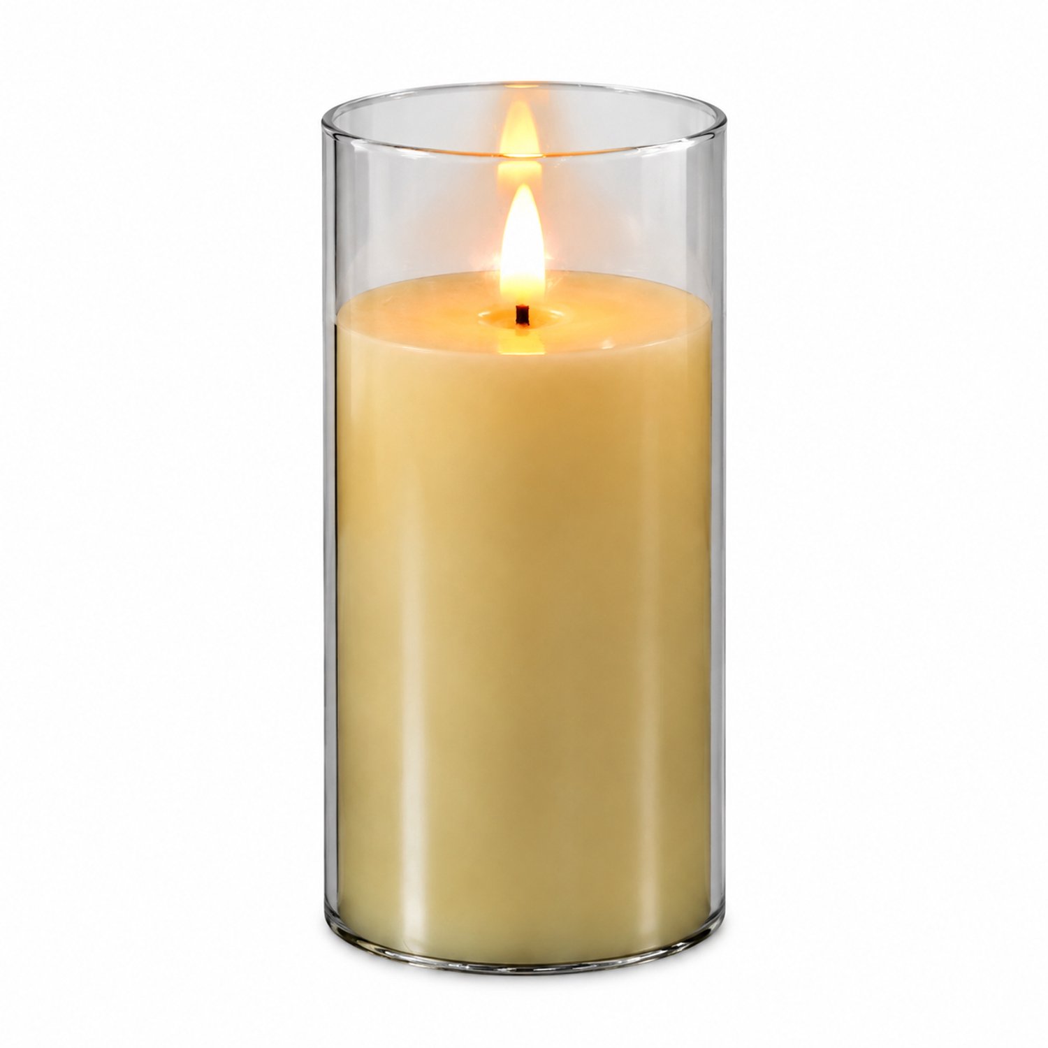 SWGOTA led kaarsen - grijs kogelkopmodel, 7,5 × 15 cm, warme LED-gloed met doorschijnende cilindervormige kap, decoratieve sfeerverlichting