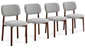 Salvik Eetkamerstoelen Set van 4 Lichtgrijs - Walnoot Poten - Gestoffeerde Eetkamerstoel - Japandi Stoel - Keukenstoelen - Stoelen Eettafel