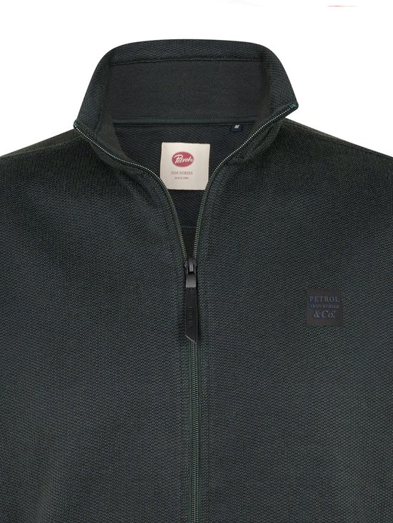 Donkergroen vest met rits, opstaande kraag en Petrol Industries logo-patch op de borst.