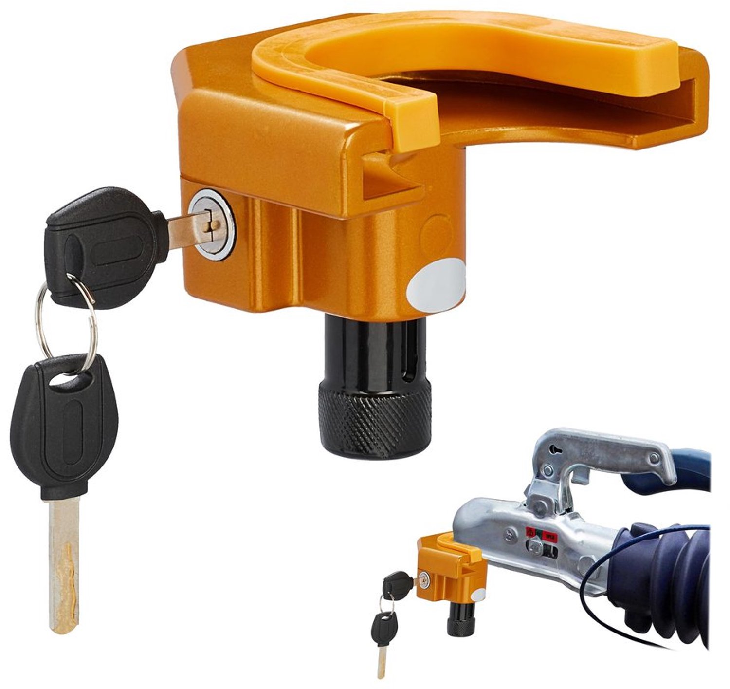 Trailer slot met 2 sleutels - Antidiefstal voor aanhanger en caravan - Oranje/Zwart