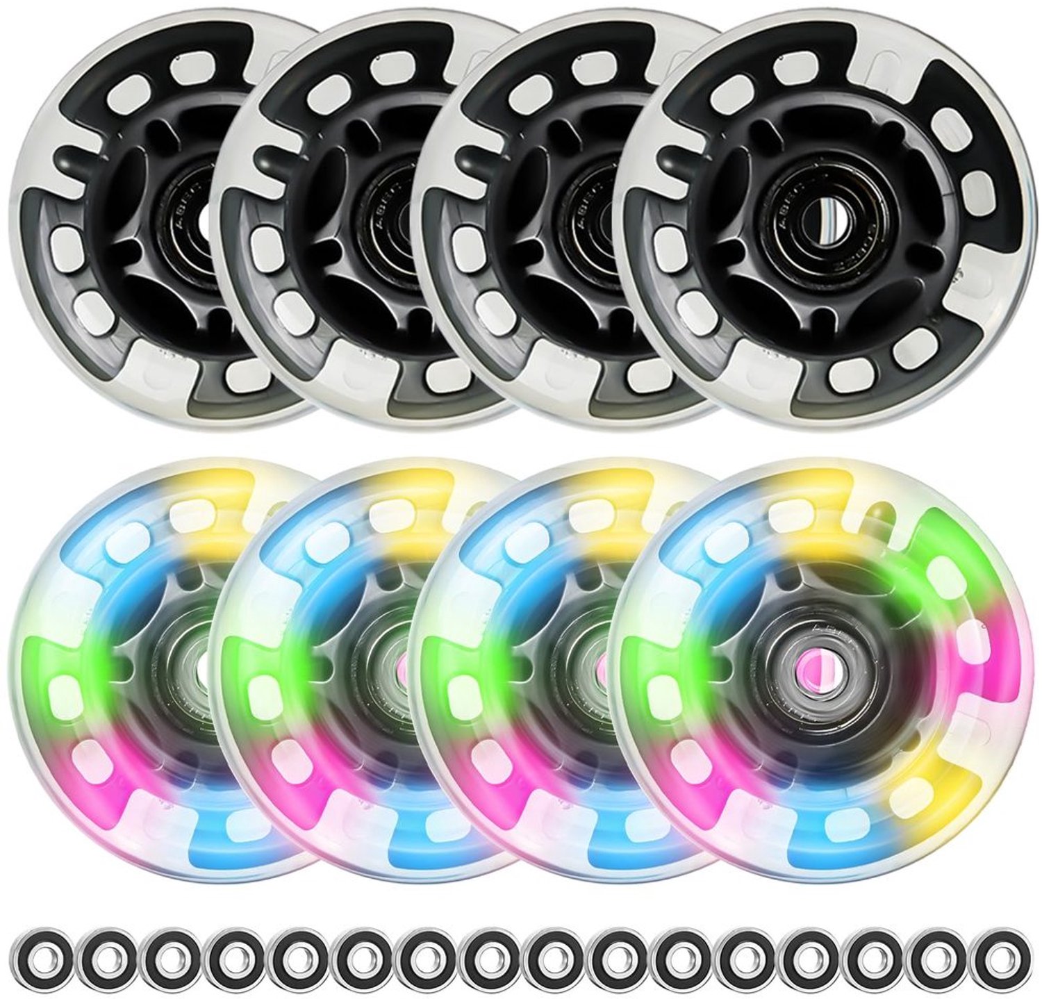 Inline Skate Wielen 80mm met 8 Lager Verlichte Wielen Zwart
